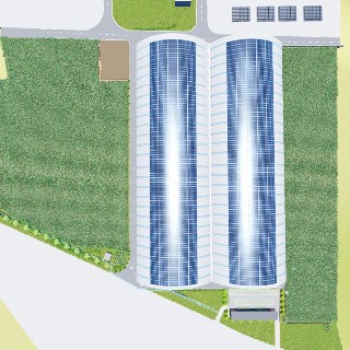 新建原料库全景及排水规划